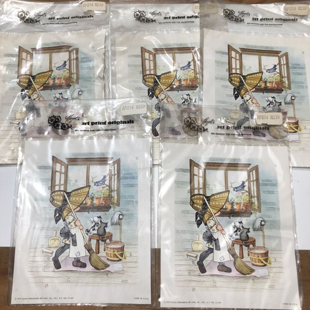5 New Sealed 1972 Btw Holly Hobbie Hazel's Art Print Originals Framing Decoupage